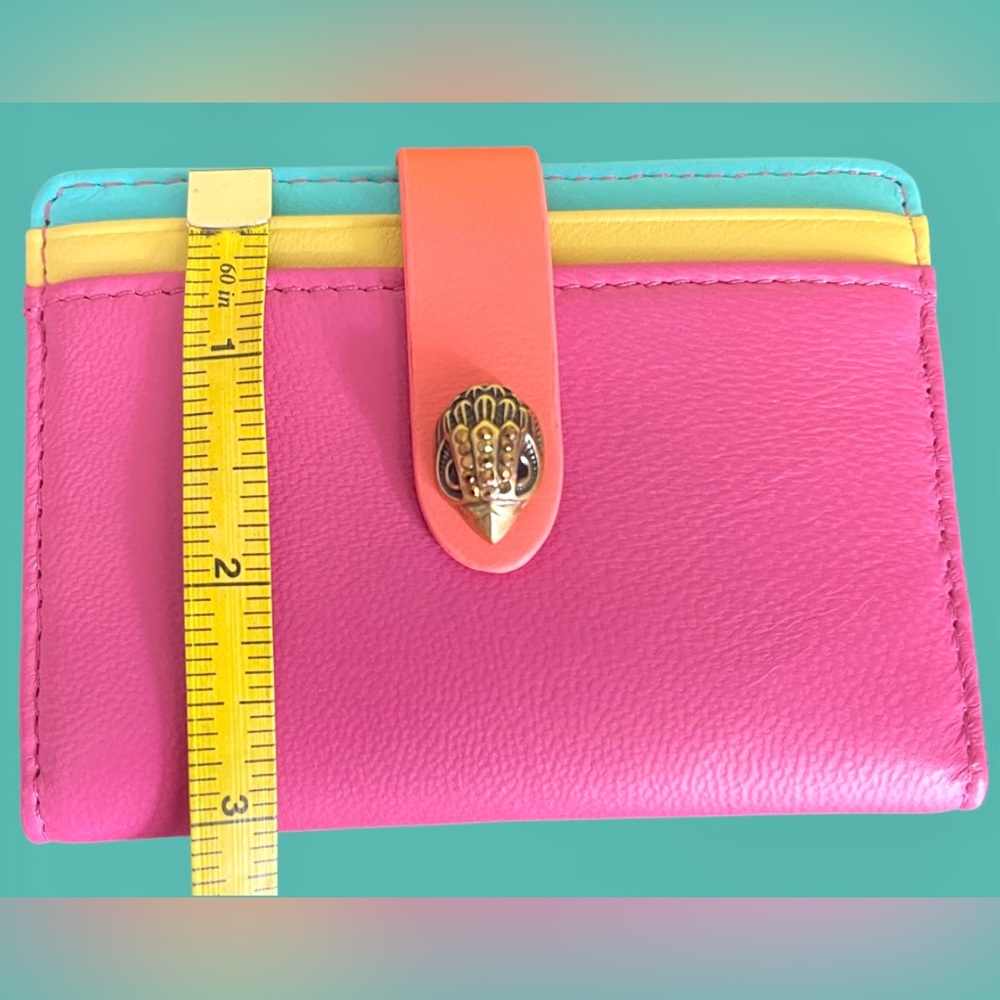 Kurt Geiger NWT Leather Wallet/Card Holder MultiColor SnapCloseCyrstal EagleHead - Picture 10 of 17